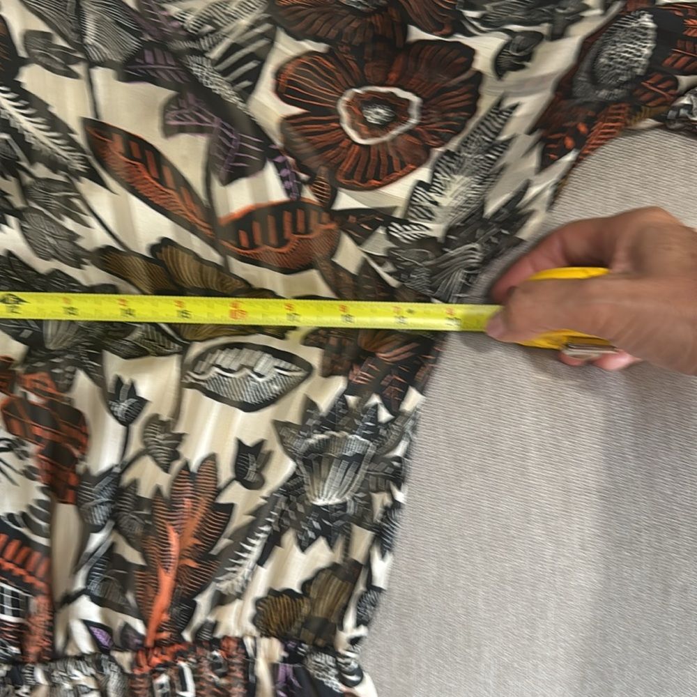 Scotch & Soda Dress Floral Front Tie Bow Midi Small Black Orange Ivory Boho - Picture 7 of 11